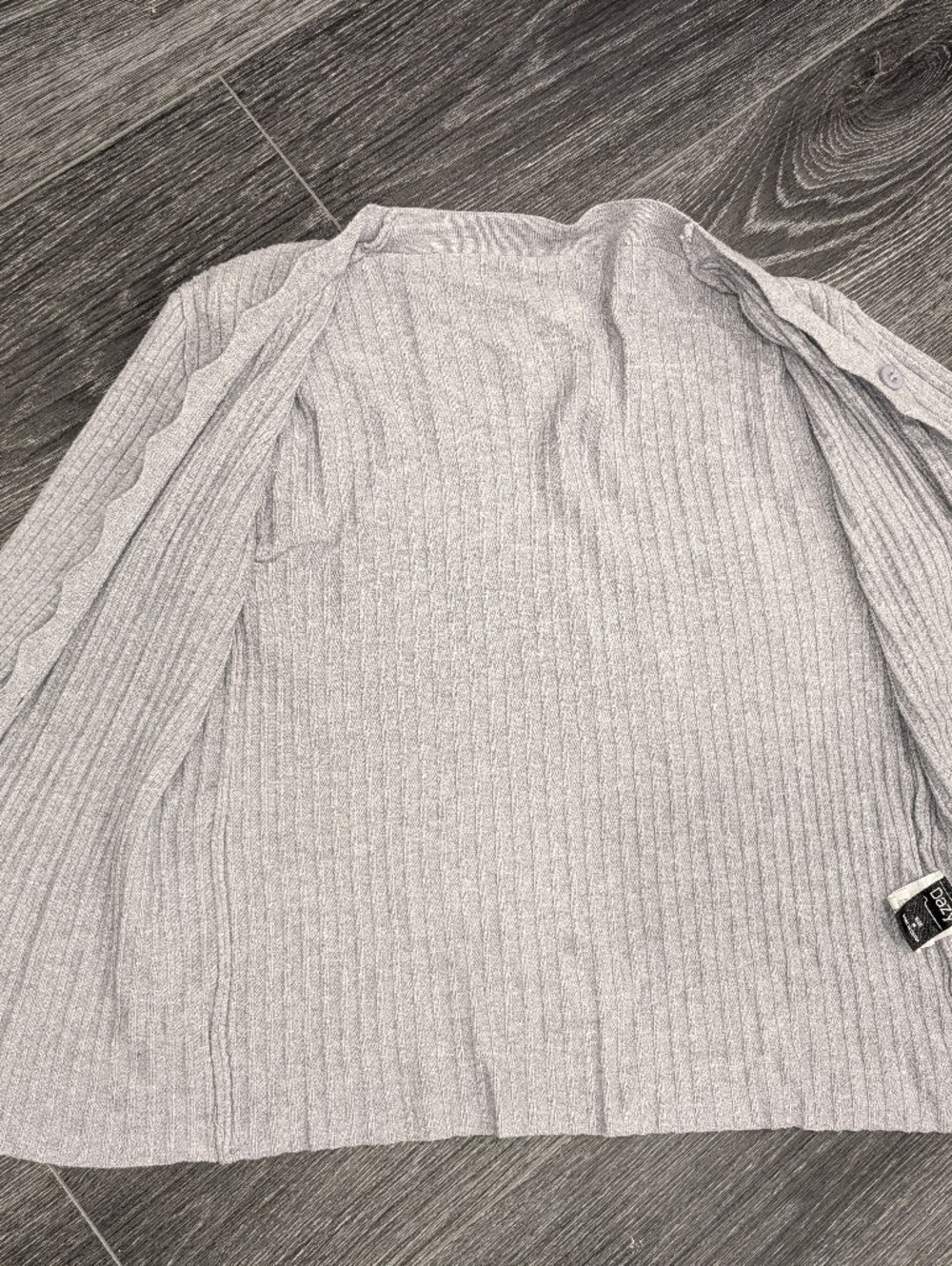 Women's Light Gray Ribbed Button-Front Cardigan